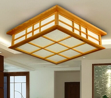 Японский стиль деревянный светодиодный потолочный светильник из овчины покрытие татами спальня гостиная лампы для кабинета белый 55 см 24 Вт AC200-240V