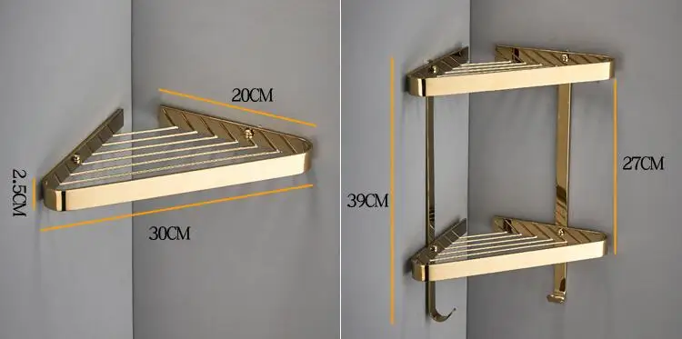 Corner Shelf Brass Bathroom Shower Rack Black Oil Bath Shower Shelf Bath Shower Caddy Rack Holder Wall Mounted Bathroom shelf