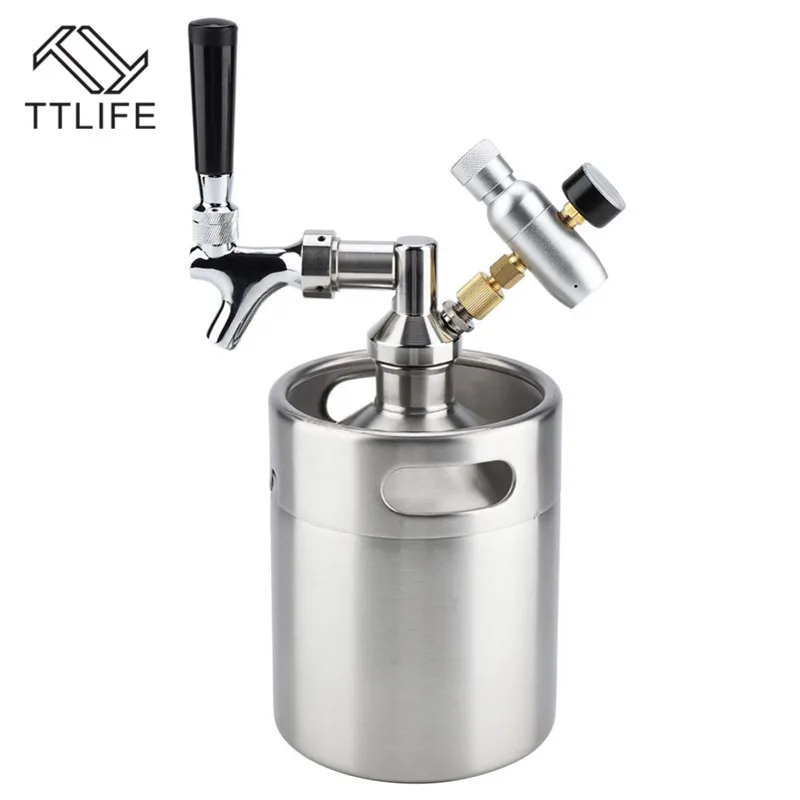 

TTLIFE 1.8L Stainless Steel Beer Keg With Faucet Tap Pressurized Home Beer Brewing Craft Beer Dispenser Growler Beer Keg System