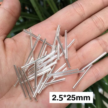 

100Pcs/lot 2.5*25mm Long Size Silver Core Czech Glass Seed Bugle Beads Tube For Jewelry Garment Accessories 5 Colors Available