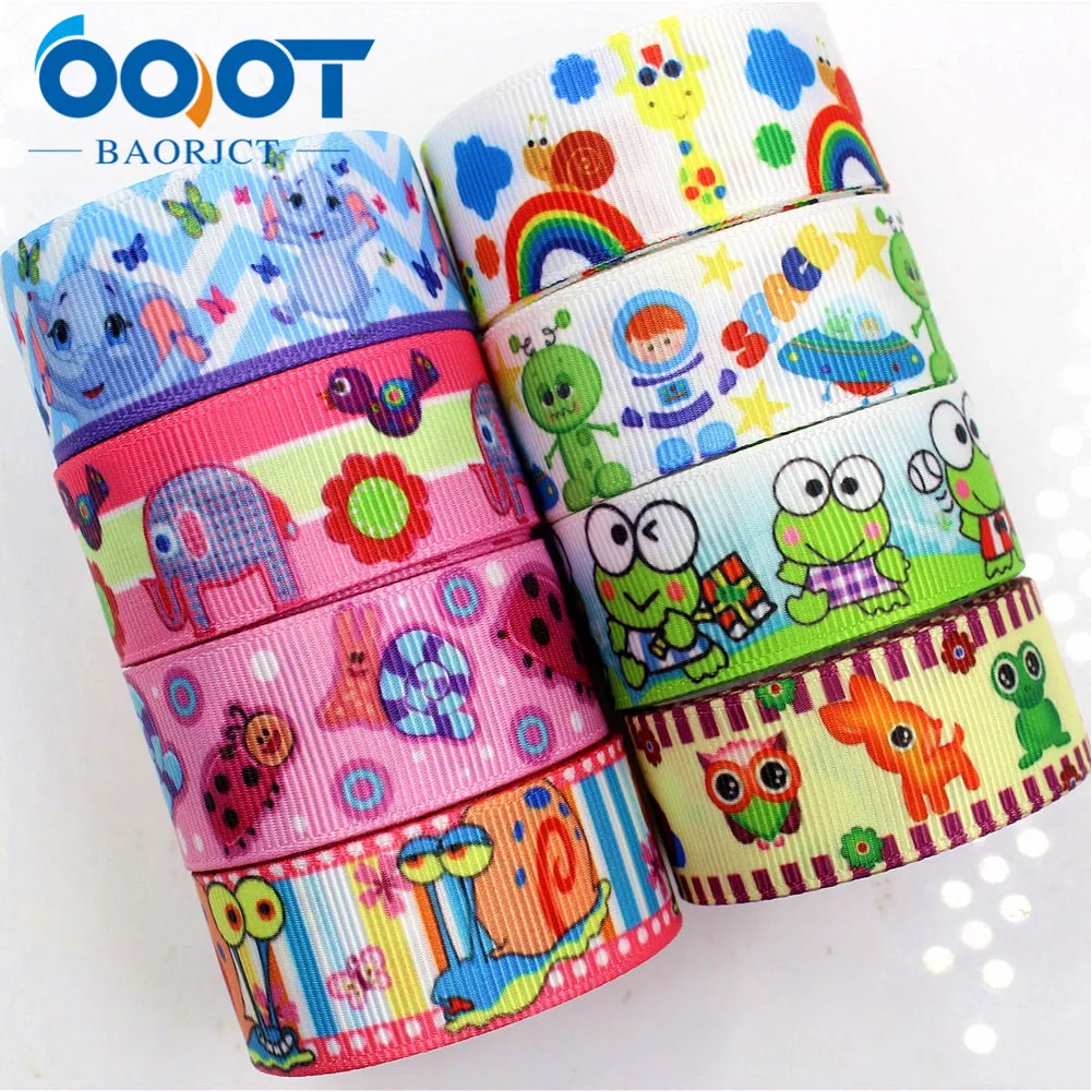 

OOOT BAORJCT 1761613 22mm 10yard Cartoon Ribbons Thermal transfer Printed grosgrain Wedding Accessories DIY handmade material