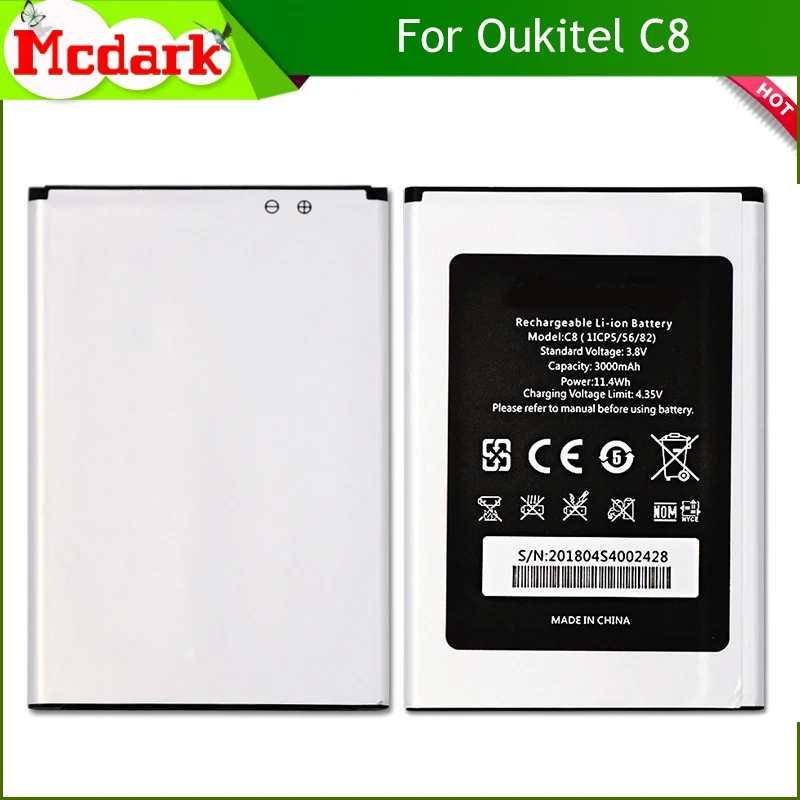 Для Oukitel C8 Батарея Запасной Аккумулятор Bateria Batterij для мобильный телефон 3000 мАч |