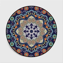 AOVOLL ковры для современной гостиной в этническом стиле с синим цветочным узором круглые ковры для спальни коврики