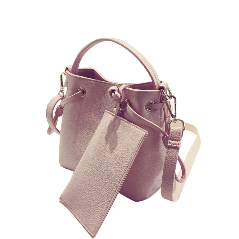 Fresh Style Bucket Bag Simple Gorgeous Composite Bag Ladies Shoulder Bag Utilitarian Concise Drawstring Women PU