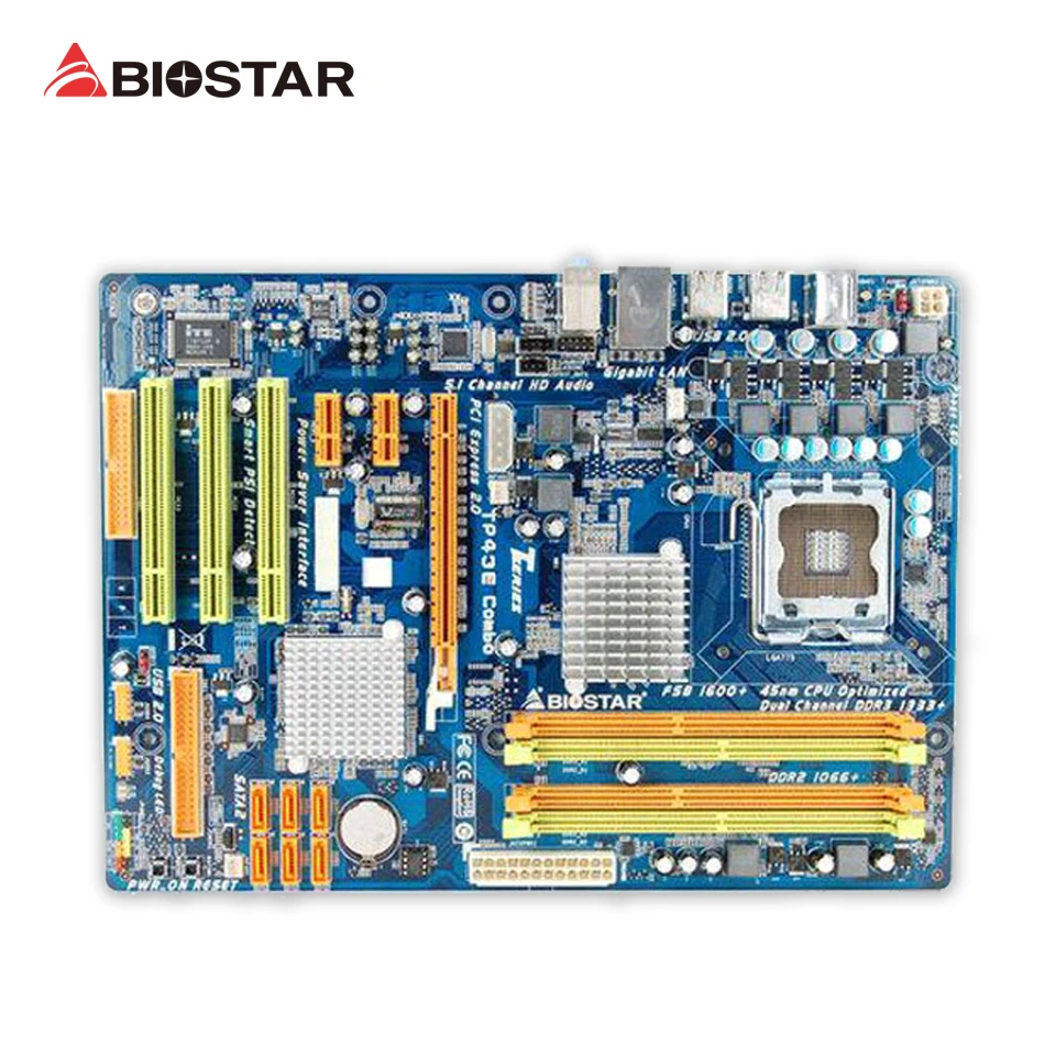 Оригинальный Biostar TP43E комбо рабочего Материнская плата P43 LGA 775 DDR2 8 г SATA2 USB2.0 ATX 100%