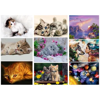 

DIY 5D Diamond painting Landscape Cats Handmade Diamond Mosaic Cross Stitch Kits Diamond Embroidery Rhinestones Home JK