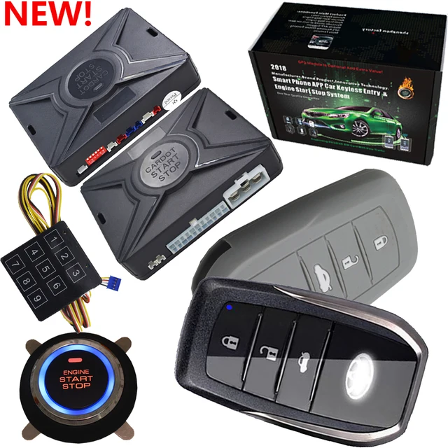 smart car alarm system with passivekeyless entry function auto start stop function shock sensor