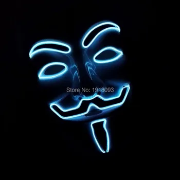 

2019 Hot sales Flashing White EL wire Vendetta mask Cosplay LED Mask Novelty Lighting for party Supplies DC-3V Driver