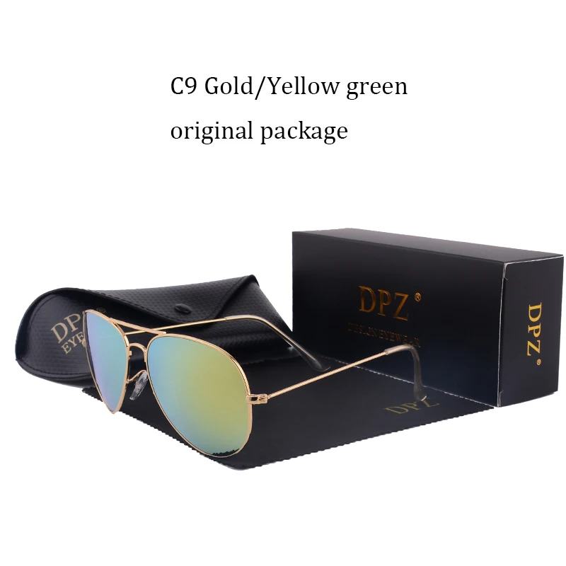 DPZ стеклянные линзы женские солнцезащитные очки es Мужские 58 мм 3025 зеркальные G15 градиентные Gafas фирменный дизайн солнцезащитные очки UV400 с коробкой - Цвет линз: C9