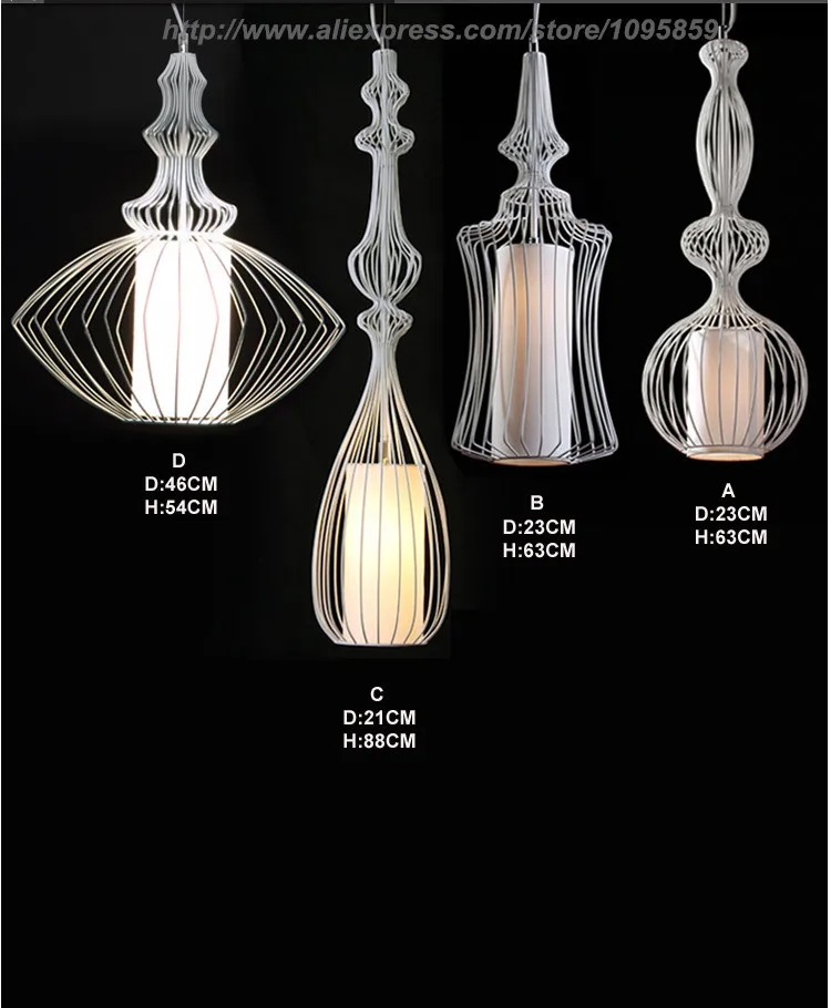 4 Models/Lot Modern Big Metal Cage Pendant Lights Lamps Black/White Dining Room Ceiling Fixtures Lighting