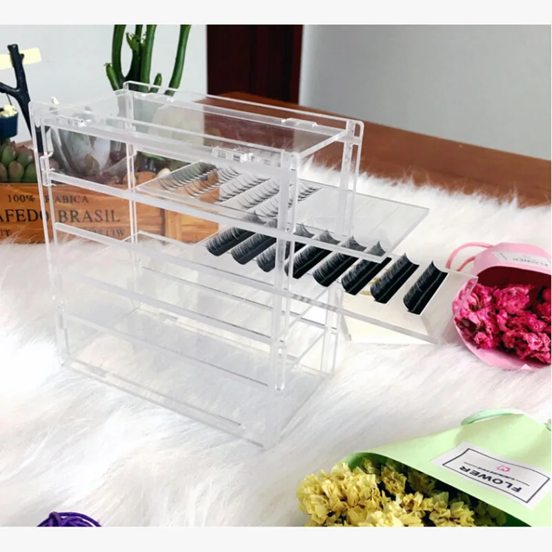

5 Layers False Eyelash Lash Storage Box Clear Eye Lashes Display Holder Acrylic Case Eyelash Extension Box