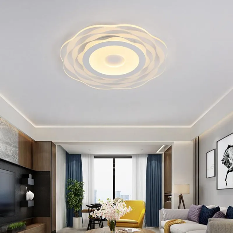 

Wholesale Modern Round Acrylic Led Ceiling Lamp for Living Room Home Deco Dimmable Ceiling Light Fixtures Bedroom Hanging Lamps