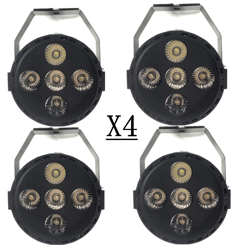 4PCS/ 5X12W led Par lights RGBW 4in1 flat par dmx512 disco professional dj equipment | Лампы и освещение