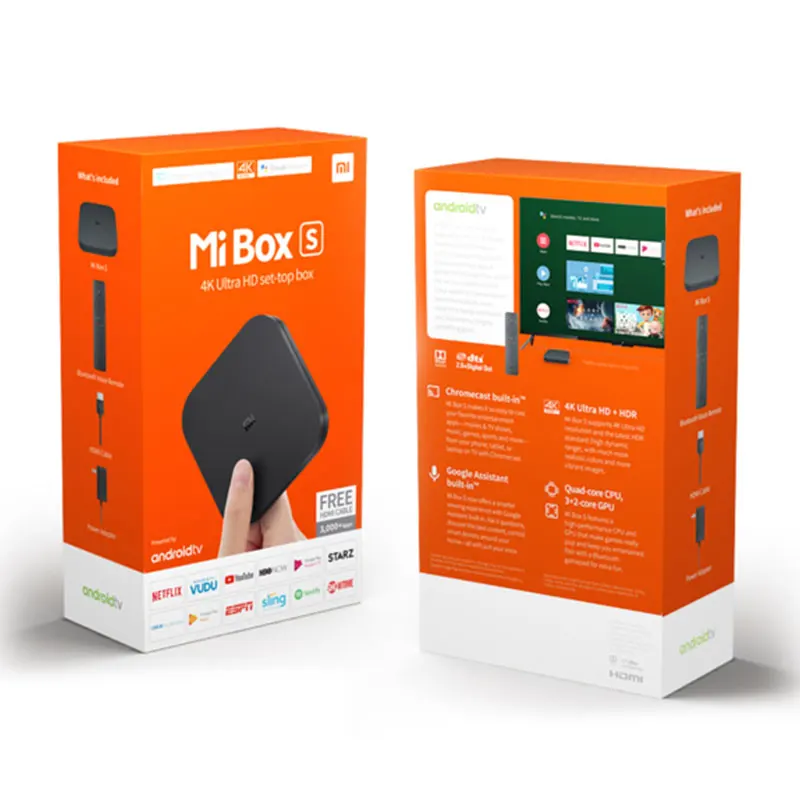 Xiaomi Mi Box S Smart tv Box Android tv 8,1 4K HDR четырехъядерный 2,4G/5,8G wifi Google Cast Netflix телеприставка 4 медиаплеер