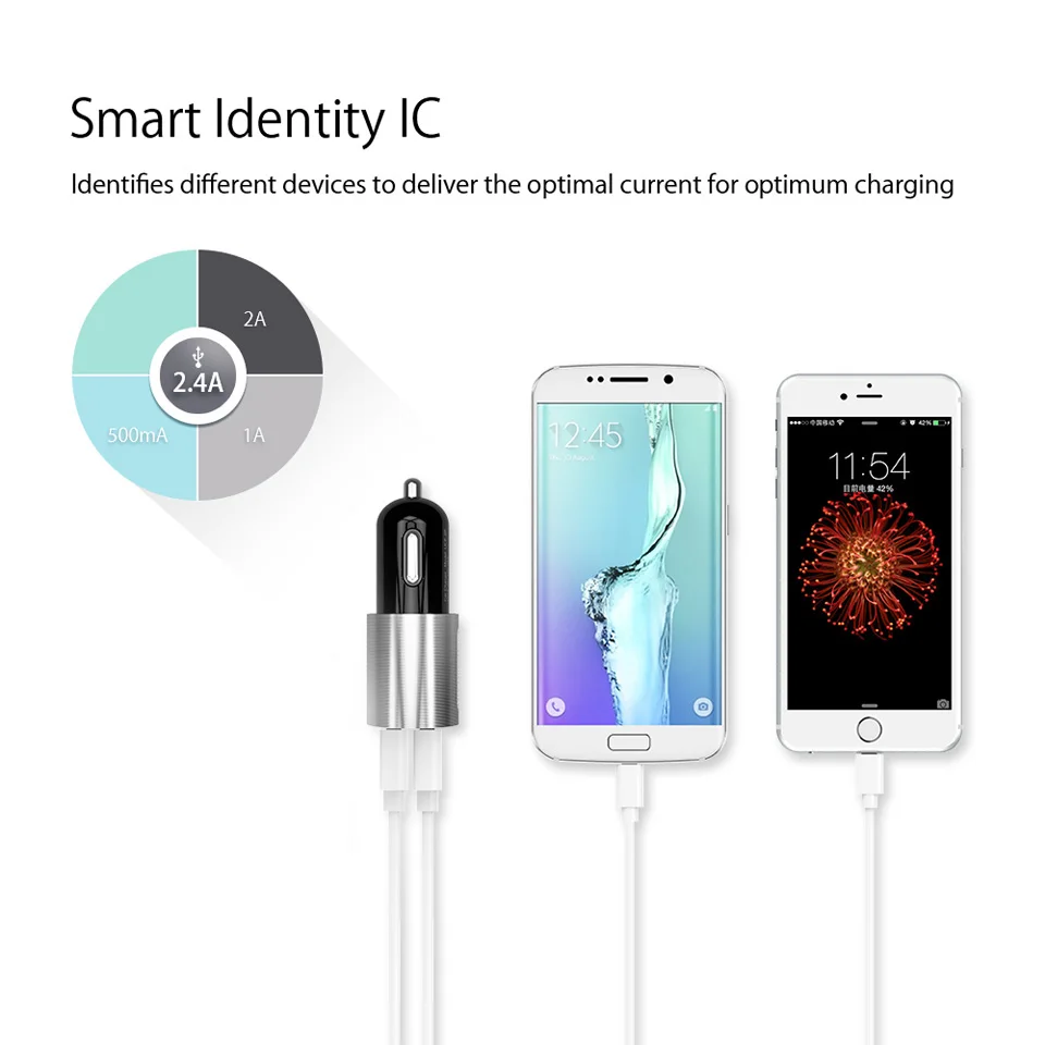 NTONPOWER البسيطة المحمولة العالمي USB سيارة مهايئ شاحن DC 12 V-24 V المزدوج منافذ 3A ل الذكية فون/ سامسونج/Xiaomi/باد