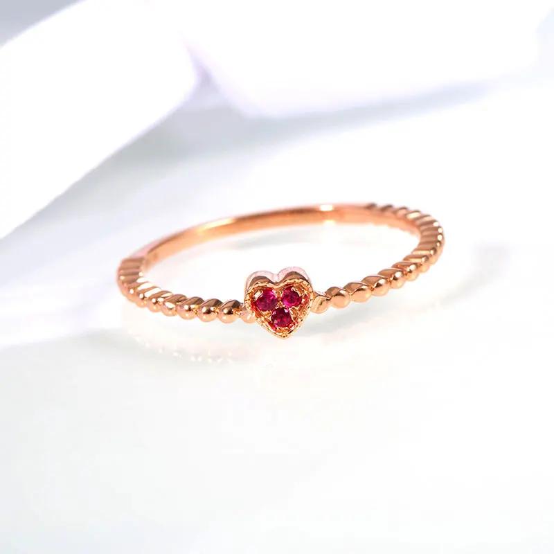 

Robira Ruby Rings Jewelry for Women 2016 New Arrival 14K Rose Gold Finger Rings Natural Burmese Ruby Wedding Rings