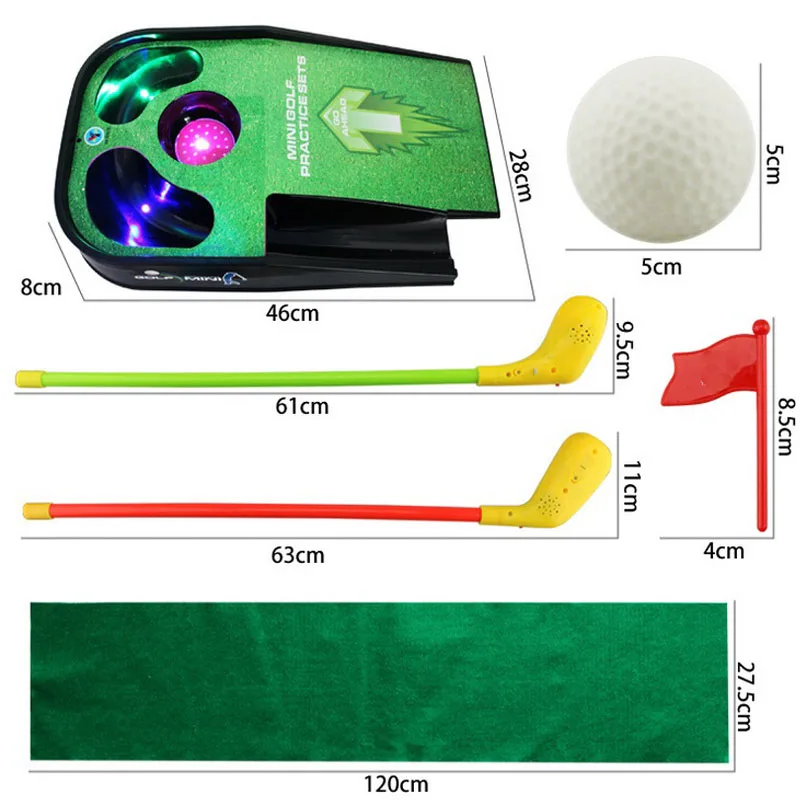 Мини-гольф тренировочный набор гольф-мяч Спорт Пластиковые Держатели клюшек для гольфа для детей Гольф-стол с флагом дети Acousto-optic музыка