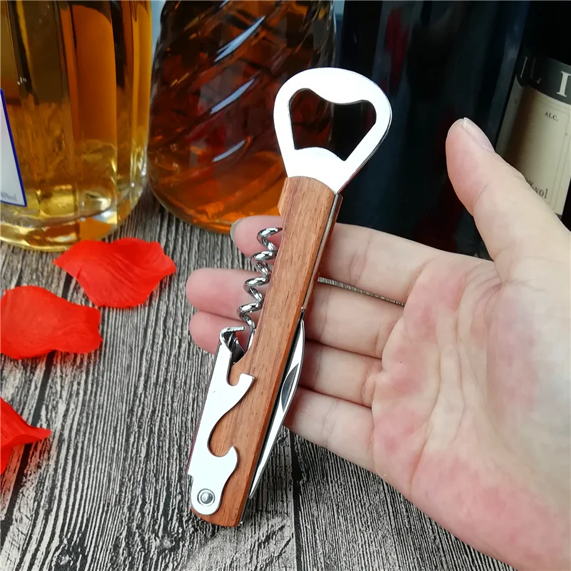 Деревянный многофункциональный нож для вина штопор для винных бутылок можно гравировать упаковка в подарочной коробке
