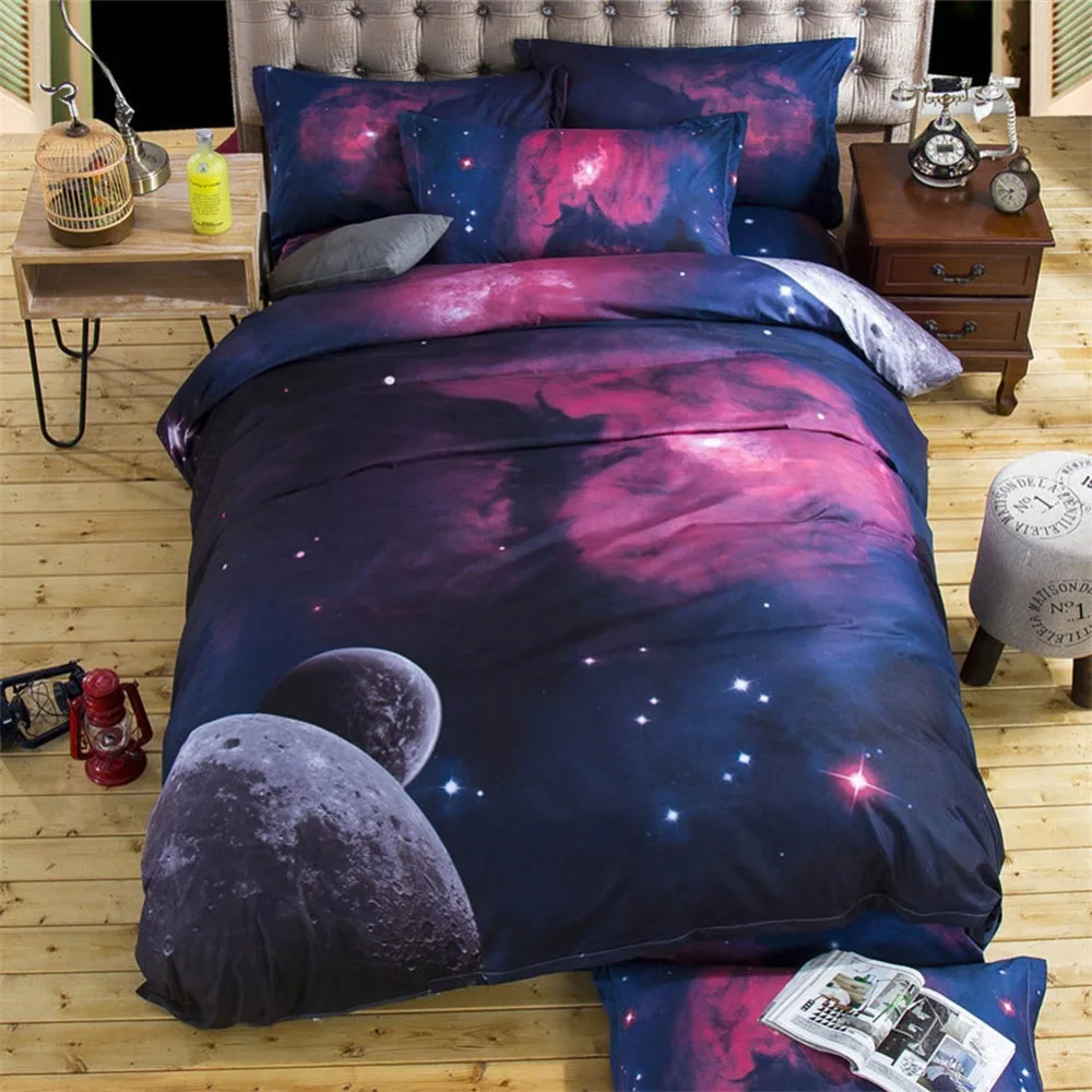 3D Galaxy Duvet Cover Bedding Set Single Double Twin/Queen 2pcs/3pcs/4pcs Bedding Sets Universe Outer Space Themed Bedclothes