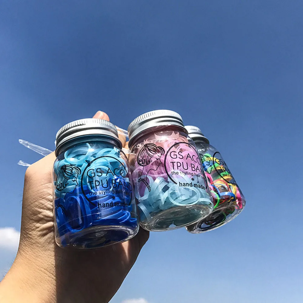 

120pcs Canned High Quality Disposable Gradient Color Rubber Band Rope Small Fresh Tie Hair Band Rubber Band Hair Accessories