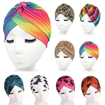 

12PCS Women Chemo Turban Cap Fashion Head Wrap Print Elastic Retro Beanie Hat Scarf Summer Women Bonnet Cancer Cap Random Color