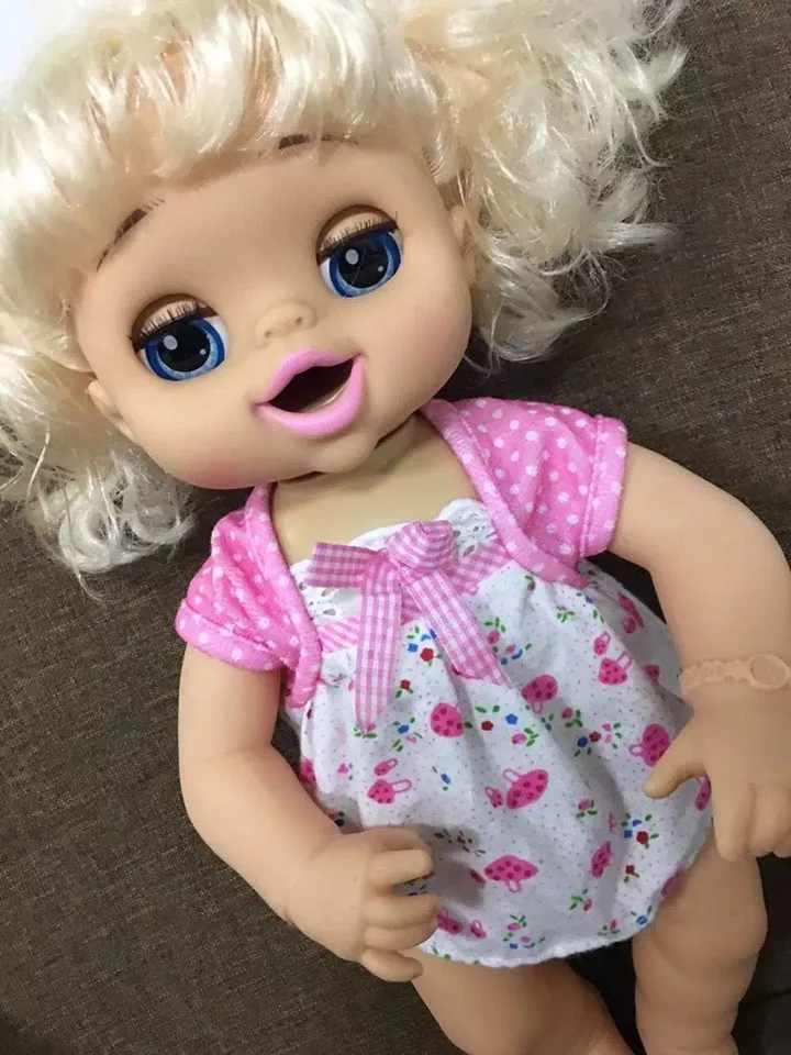 [Temil] 40 см корм для новорожденных кукла может действительно есть еда напиток молоко и пие Poop говорящие 30+ фраз Возрожденные куклы подарок - Цвет: Белый