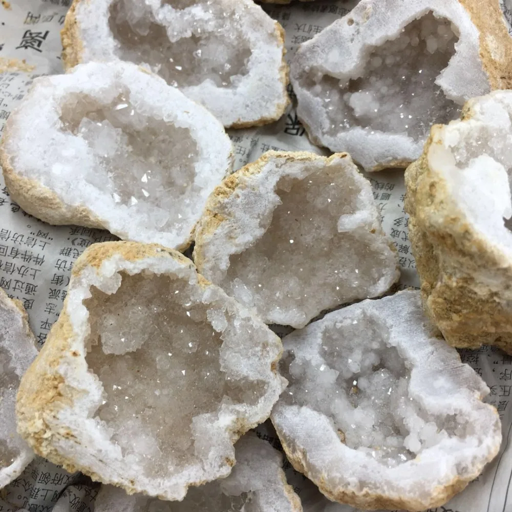 Натуральный Белый Агат фрагмент жеоды кристалл кварца кластер минералов Рейки Исцеление Кристалл украшение дома