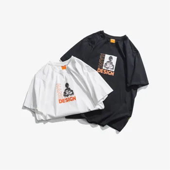 

2019 Spring And Summer New Chinese Style Men's Comfortable High-quality Sports Characters Pattern Street Cotton Loose T-shirt