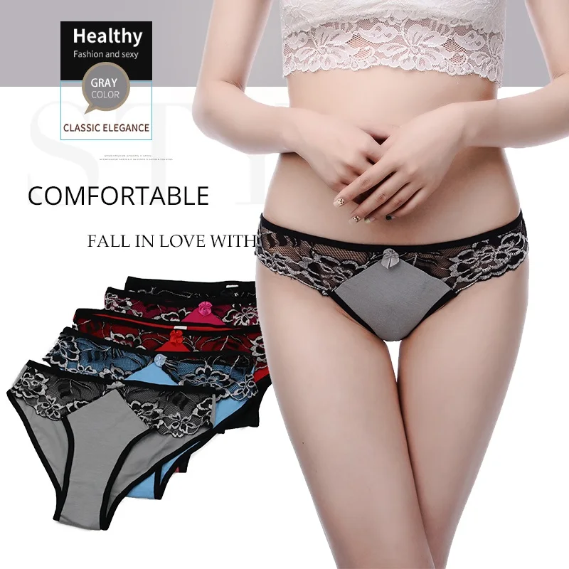 Briefs Women Panties Sexy Lace Printing Briefs Comfortable Soft Double