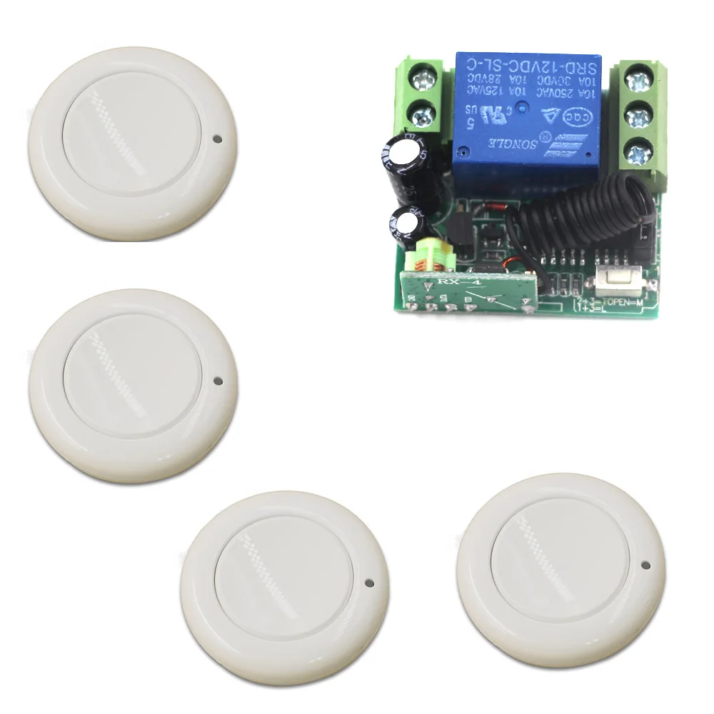 Wireless Remote Control Switch 12V 10A Mini Receiver White Button