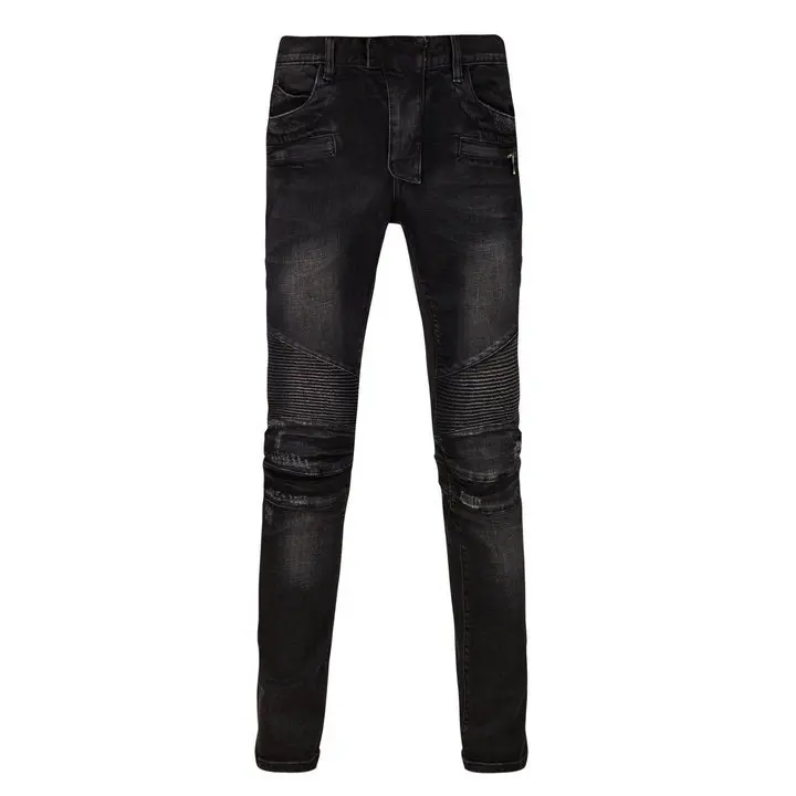 

2017 Famous CosMaMa Brand designer ripped Skinny biker pleated jeans for men Size 40