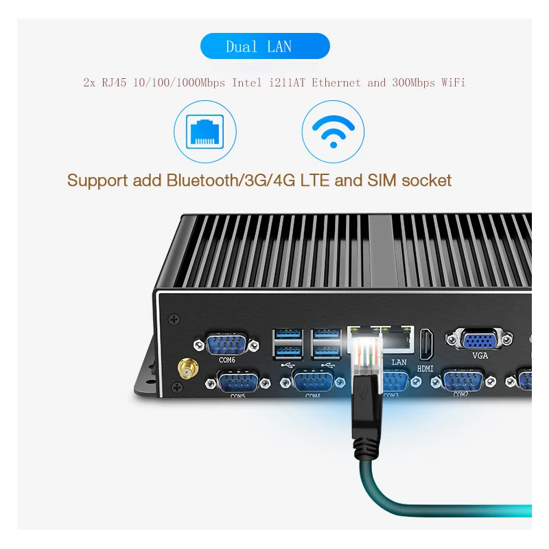 Fanless Industrial Mini PC Intel Core i7 4500U i5 4200U Windows Linux 8GB RAM 120GB SSD Dual Gigabit Ethernet 6*RS232/485 8*USB Fanless Industrial Mini PC Intel Core i7 4500U i5 4200U Windows Linux 8GB RAM 120GB SSD Dual Gigabit Ethernet 6*RS232/485 8*USB