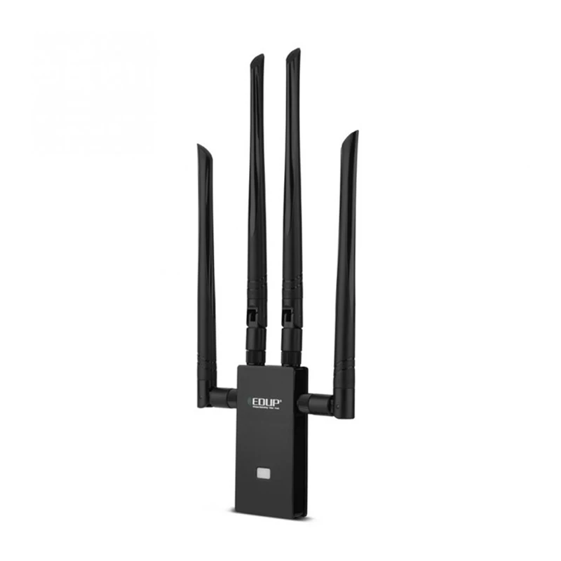 Edup 5 ГГц и 2,4G Usb Wifi адаптер 1300 Мбит/с 802,11 Wifi приемник двухдиапазонный 4 антенны Usb 3,0 Ethernet адаптер для настольного ноутбука - Цвет: Black