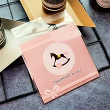 100x100 мм милый дизайн лошадь Печать конфеты упаковка само-мыло с удерживающей накладкой печенья пластиковые пакеты выпечки пакет