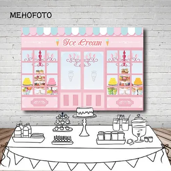 

Vinyl Photography Background Girl Birthday Party Baby Shower Decor Pink Ice Cream Store Banner Children Backdrop Photo Studio