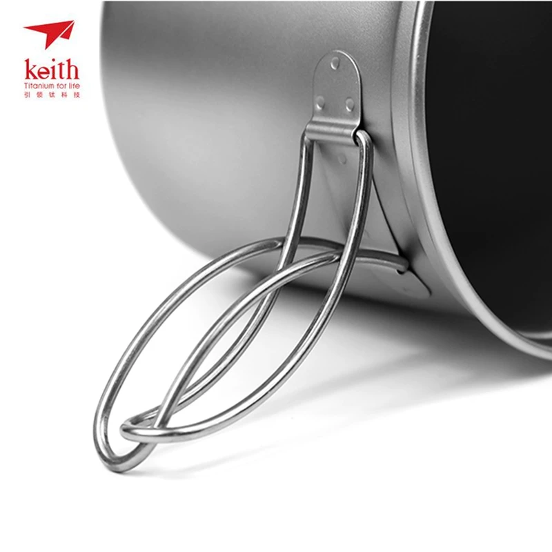 Keith titanio ollas conjunto de utensilios de cocina vajilla con mango plegable cubiertos Picnic juego de cocina olla tazón conjunto 0.4L + 1.2L Ti6051