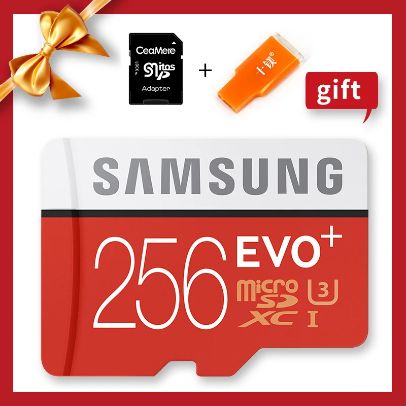 SAMSUNG 100% подлинная карта памяти оригинал EVO Plus Microsd флешка 256Г 128ГБ 64ГБ 32ГБ 16ГБ 8ГБ