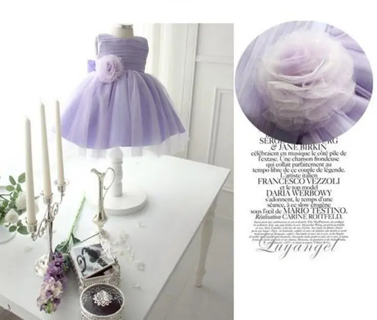 Лавандовое Тюлевое платье с цветочным узором для девочек, для свадьбы, сказочное пышное платье, богемная детская официальная одежда, vestido de festa ZF076
