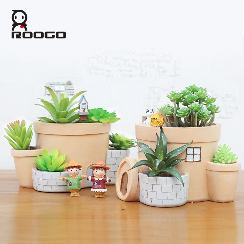 Roogo оригинальный мультяшный дом в форме животного бонсай искусственная Смола