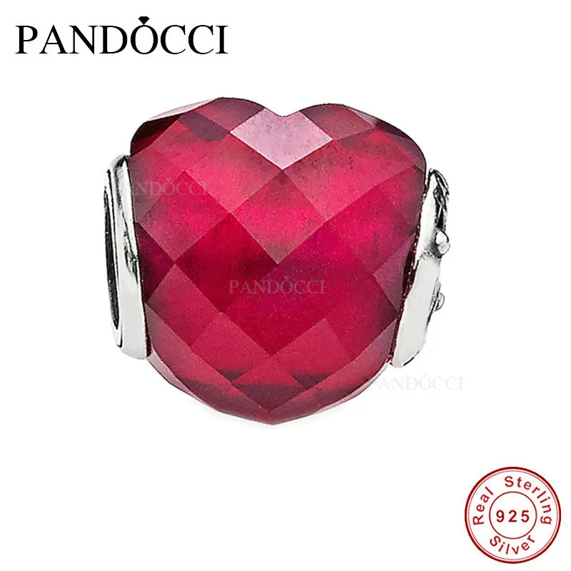 QANDOCCI Подвески подходят бусины браслет серебро 925 ювелирные изделия фуксия форма
