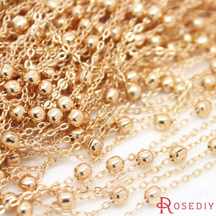 1 метр ширина 1,6 мм 24K цвет шампанского позолоченные латунные шарики Плоские Овальные Цепочки цепочки ожерелье цепочки, аксессуары