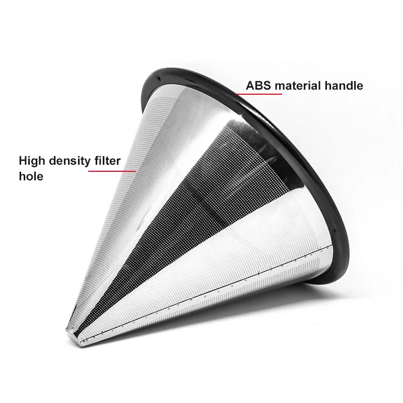 

Stainless Steel Pour Over Coffee Filter Reusable Paperless Cone Dripper for Coffee Maker UD88