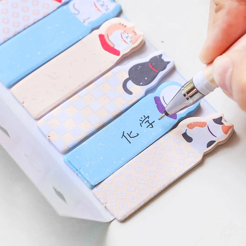 

stationery 1pcs Kawaii Stationery Cat style Memo Pad Bookmarks Creative Cute Animal Sticky Notes School Supplies Paper Stickers