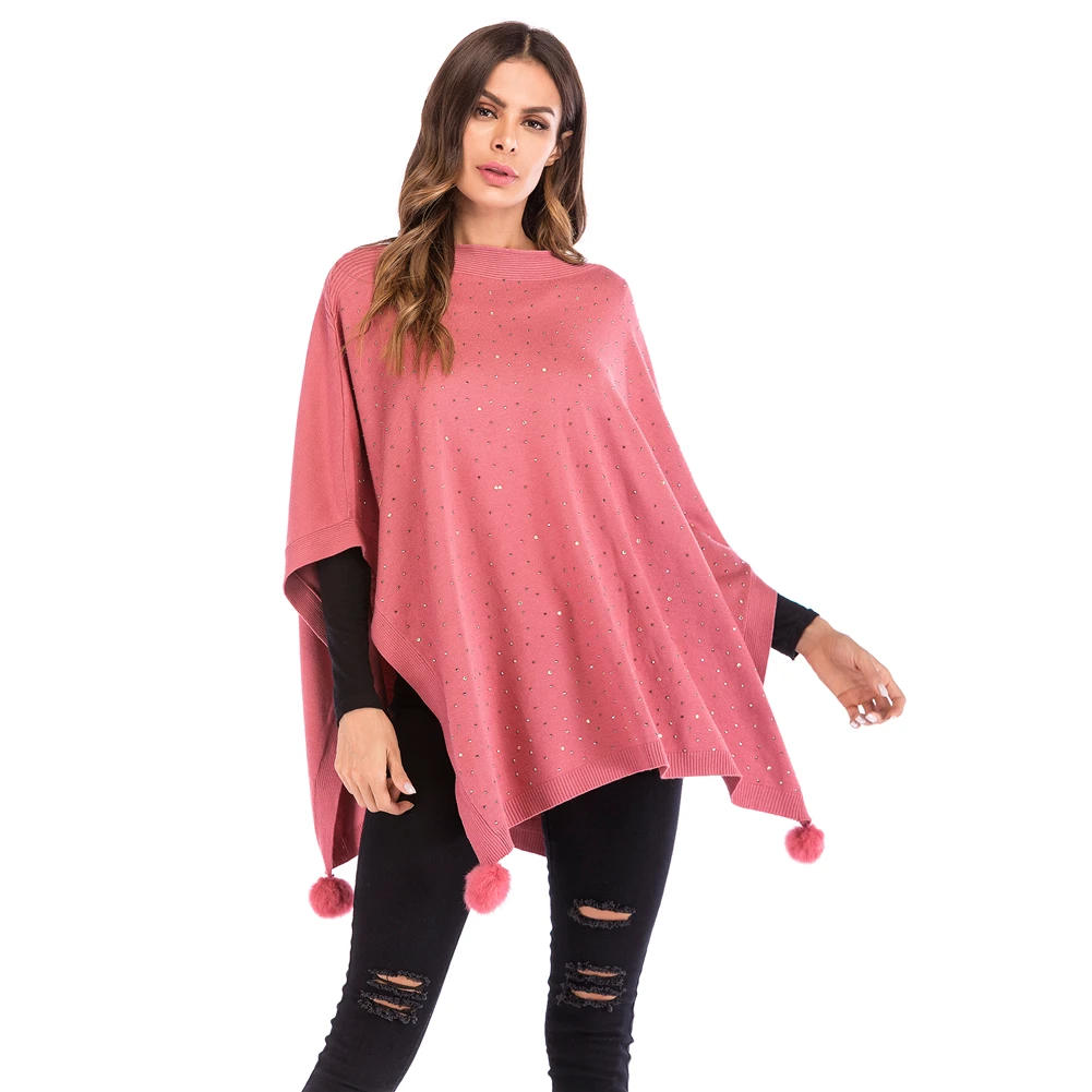 Sweater Women Autumn Winter 2018 Pullover Tassel Cloak Three Quarter Sleeve Loose Jumper For Female Causal |