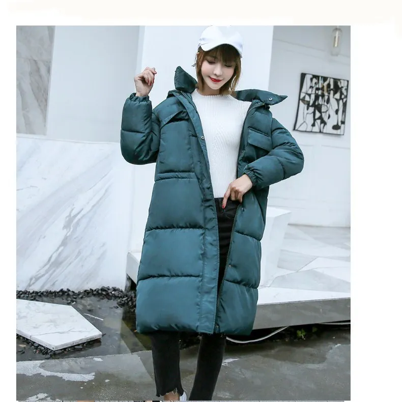 Manteau À Parkas Longues Noir Femmes Femelle Épaissir D'hiver Offre Manches Spéciale vert brick Solide Survêtement gris rouge Rembourré Coton Red Décontracté Capuchon Chaud Long 4FxfxnT