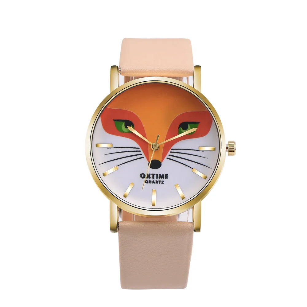 

dropship Relogio Masculino Retro Cartoon Fox Design Leather Band Analog Alloy Quartz Wrist Watch
