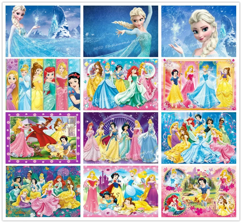 

Full square cartoon princess picture 5d diy diamond painting cross stitch crystal mosaic 3d diamond embroidery children's gift