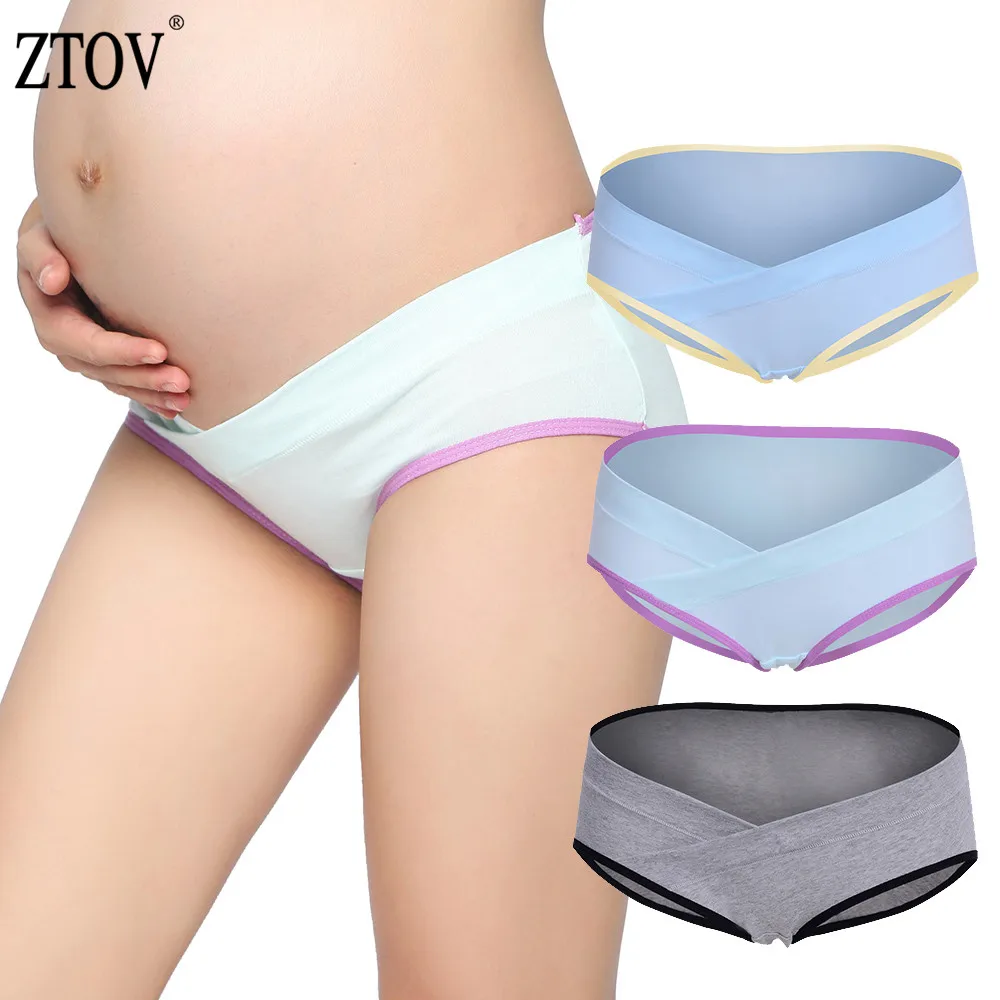 ZTOV 3 Шт./лот Хлопок Материнства Underwear U-образный Низкой Талией Беременности Трусы Для Беременных женщин Плюс размер Одежды Трусики