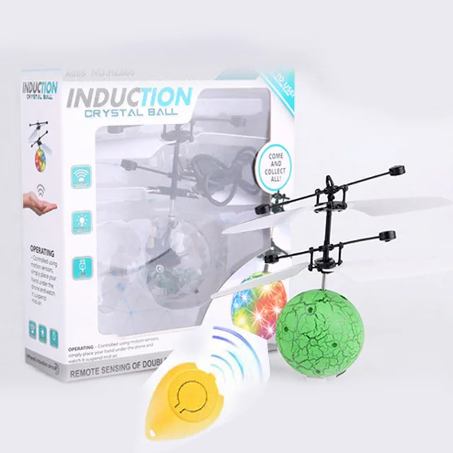 Светодиодный мини-Радиоуправляемый вертолет-мяч электрическая электронная игрушка индукционный самолет пульт дистанционного управления игрушка летающий мяч-вертолет - Цвет: Green