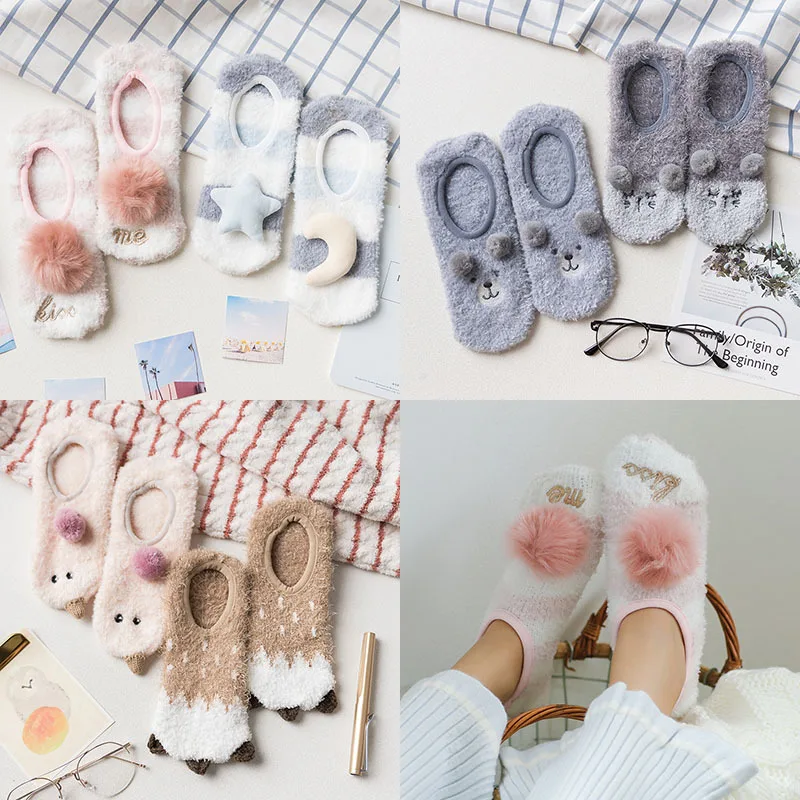 new women socks 2 pairs cartoon floor socks thick warm color cute animal printed novelty fashion winter warm lady socks new women socks 2 pairs cartoon floor socks thick warm color cute animal printed novelty fashion winter warm lady socks